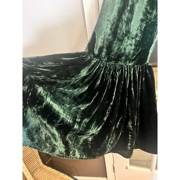 OOAK Green Velvet Hippie Flare Bell Ruffle Womens Pants Whimsigoth Fairy M/ L - Picture 5 of 9